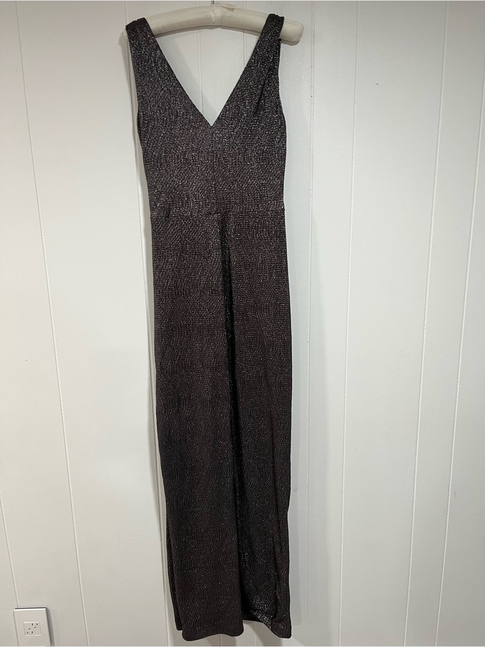 Lauren Ralph Lauren Black Shimmer Faux-Wrap Maxi Dress with Side Slit 6 ruched - Picture 10 of 11